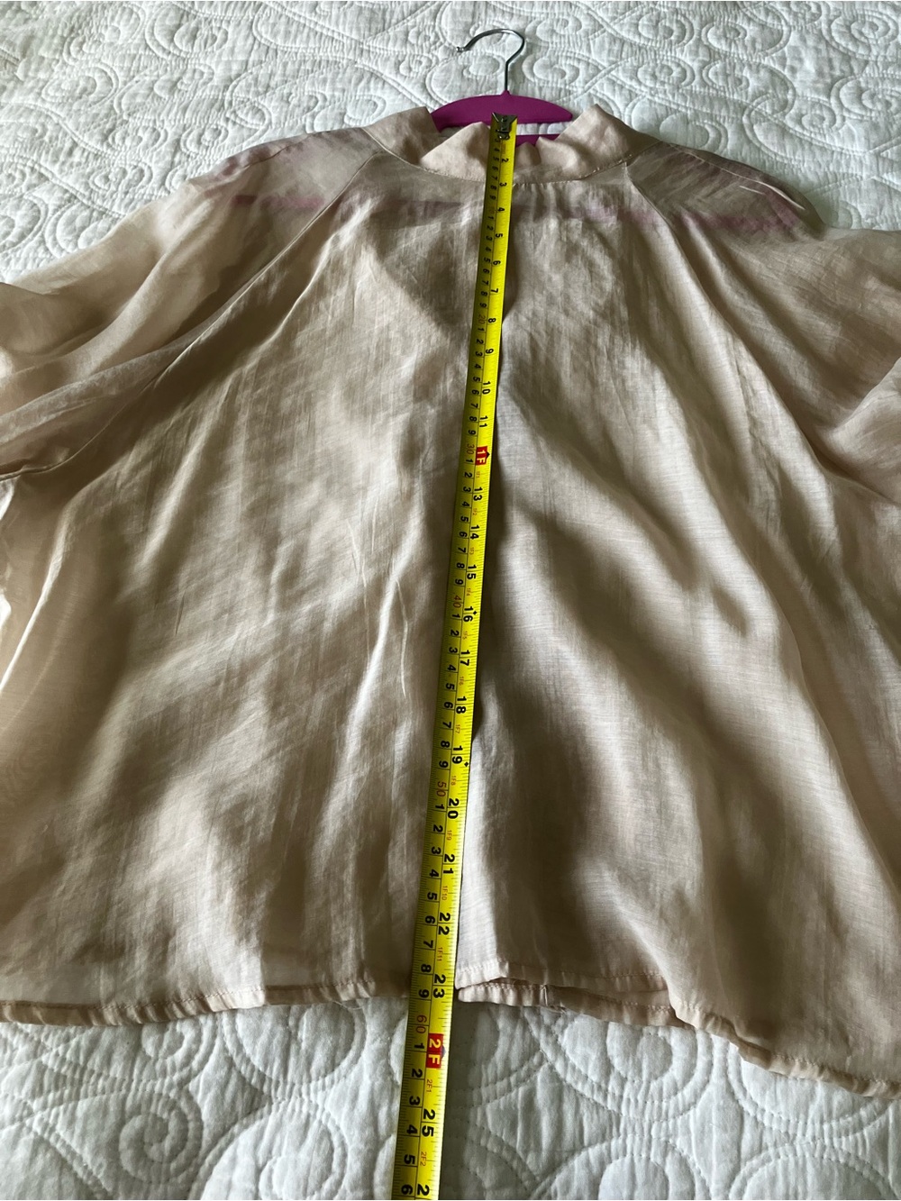 NWOT-Prologue Beige Sheer Peasant Blouse XL Lightweight Boho Flowy Top - Picture 10 of 11